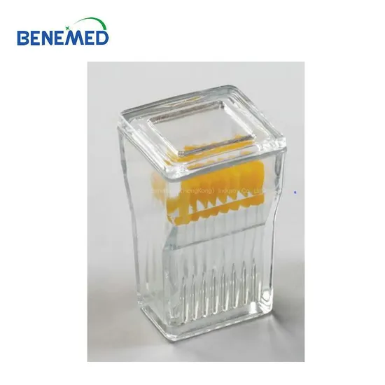 Lab Glass Microscope Slides Staining Jar with Slide Rack 5 PCS