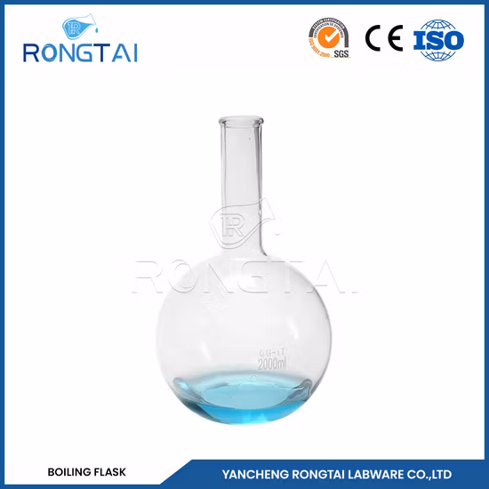 Lab Long Narrow Neck Boiling Flask Glass Flat Bottom Round