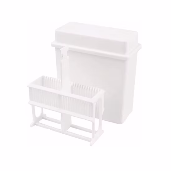 Plastic Covered 24/25 Slots White/Gray/Blue Staining Jar Rack for Microscope Slides